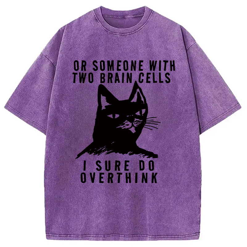 Modecanvas Overthinking Cat Funny DTG Printing Washed T-Shirt
