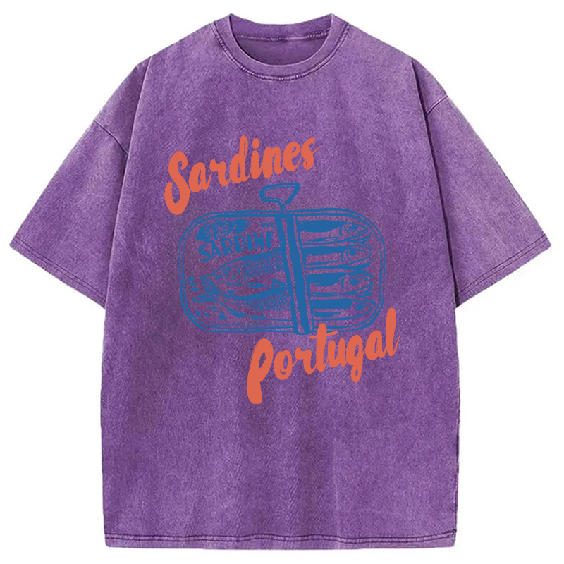 Modecanvas Tinned Fish DTG Printing Washed T-Shirt