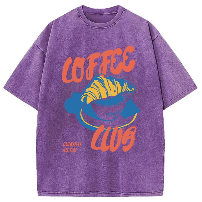 Modecanvas Retro Coffee Club DTG Printing Washed T-Shirt
