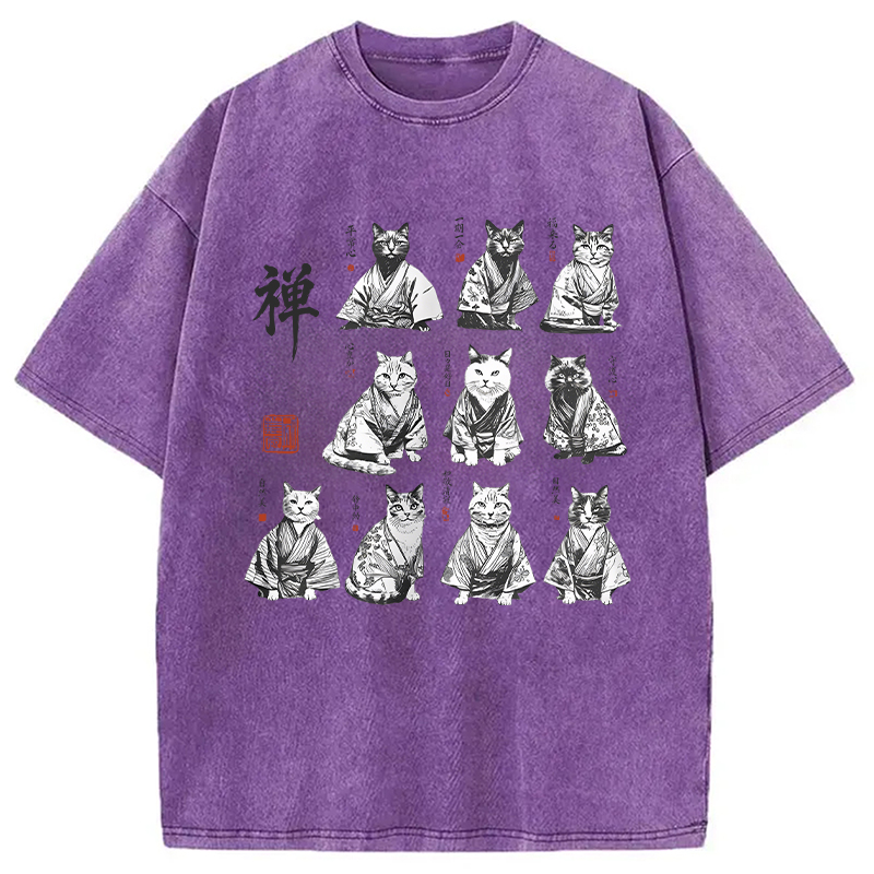 Modecanvas Japanese Ink Cats DTG Printing Washed T-Shirt