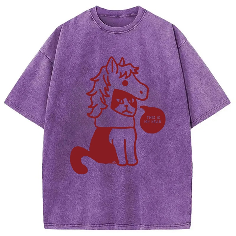 Modecanvas This Is My Year Horse Year DTG Printing Washed T-Shirt