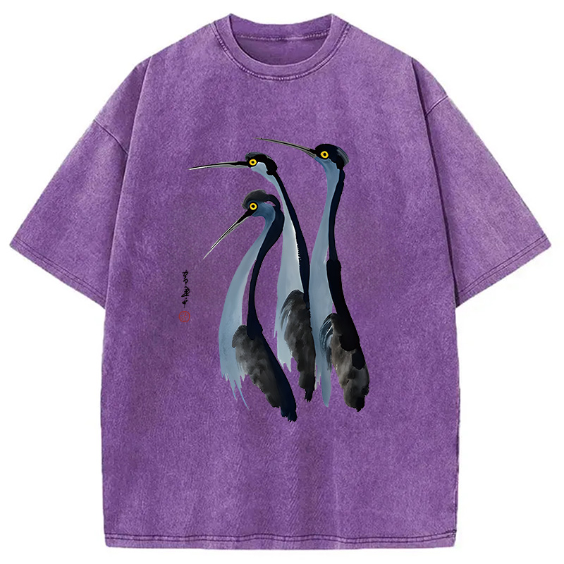 Modecanvas Blue Crane DTG Printing Washed T-Shirt