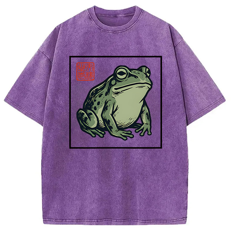 Modecanvas Zen Frog DTG Printing Washed T-Shirt