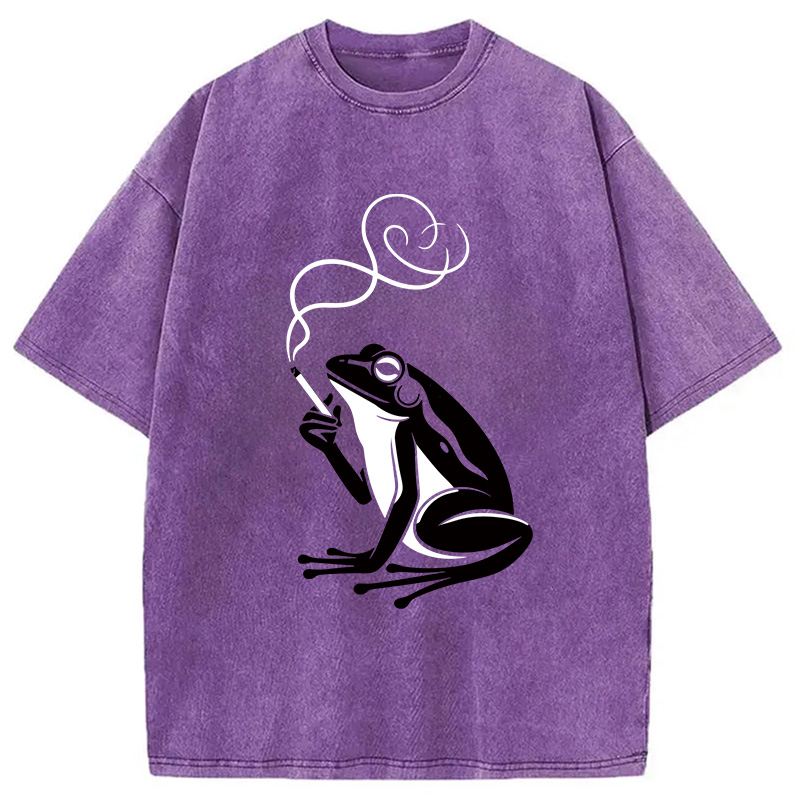 Modecanvas Minimalist Frog DTG Printing Washed T-Shirt