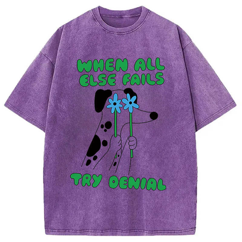 Modecanvas When All Else Fails Try Denial DTG Printing Washed T-Shirt