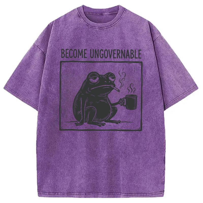 Modecanvas Become Ungovernable Frog DTG Printing Washed T-Shirt