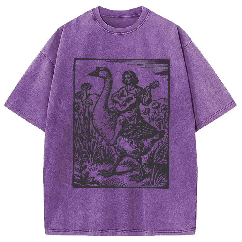 Modecanvas Medieval Bard Goose DTG Printing Washed T-Shirt