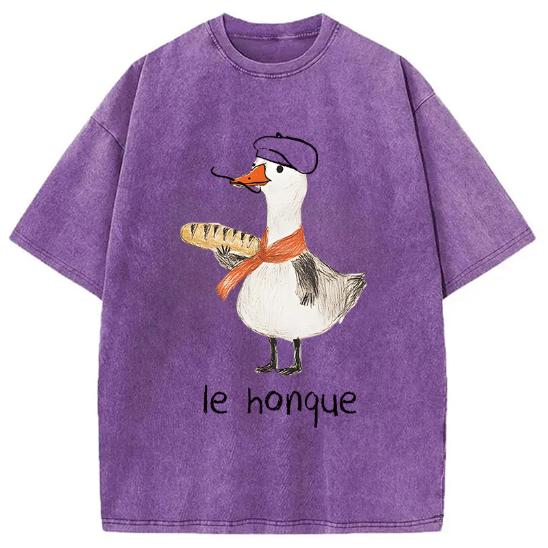 Modecanvas Funny French Goose DTG Printing Washed T-Shirt