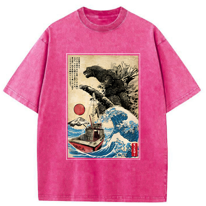 Modecanvas Orca in Japan Wave Washed T-Shirt