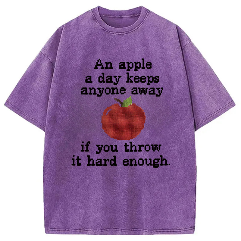 Modecanvas An Apple A Day DTG Printing Washed T-Shirt