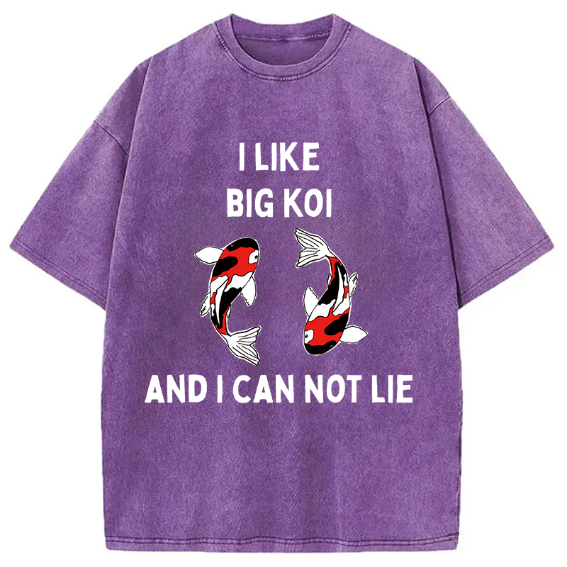 Modecanvas Vintage Koi Fish I Like Big Koi Washed T-Shirt
