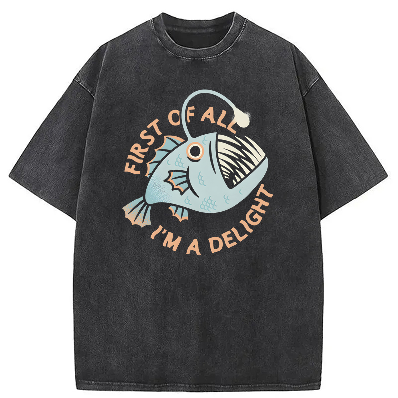 Modecanvas First Of All I'm A Delight DTG Printing Washed T-Shirt