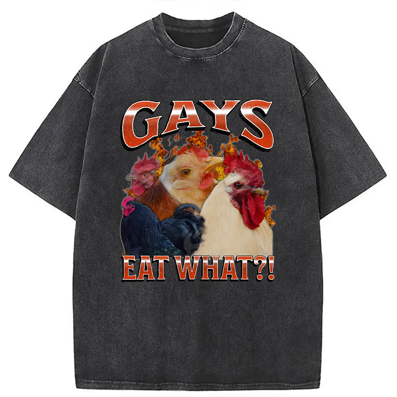 Modecanvas Gays Eat What?! DTG Printing Washed T-Shirt