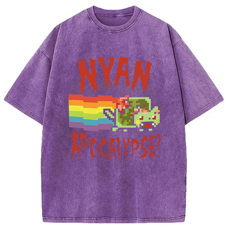 Modecanvas Nyan Apocalypse DTG Printing Washed T-Shirt