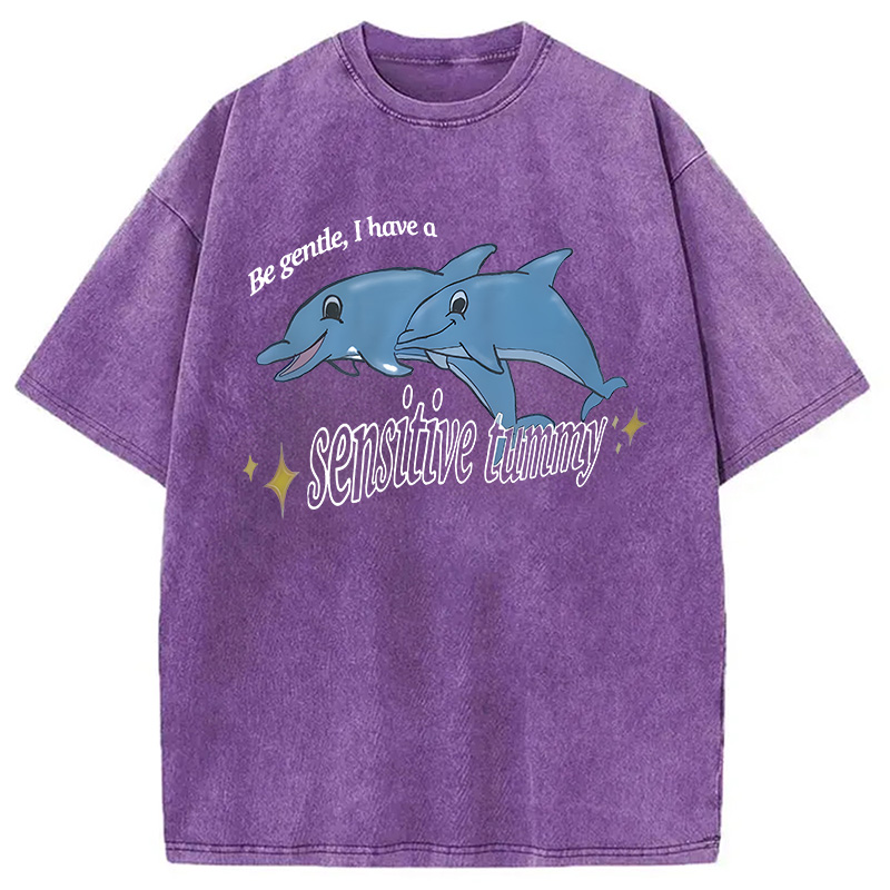 Modecanvas Be Gentle I Have A Sensitive Tummy DTG Printing Washed T-Shirt
