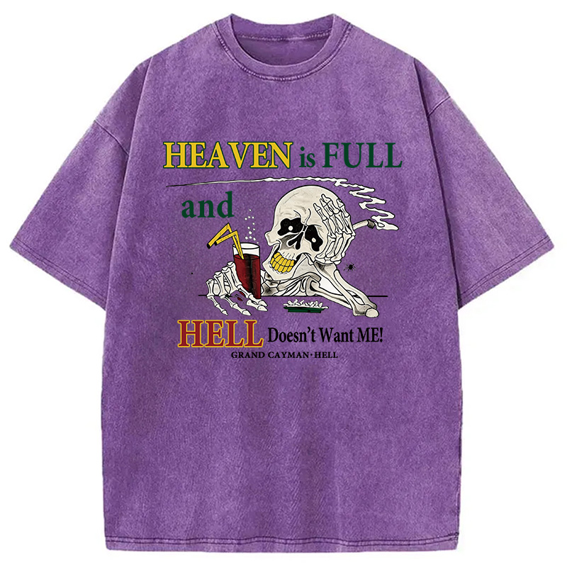 Modecanvas Heaven Is Full DTG Printing Washed T-Shirt