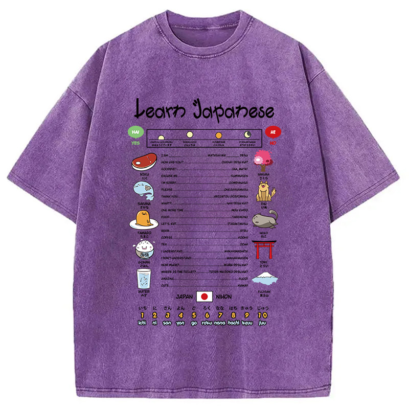 Modecanvas Learn Japanese Washed T-Shirt