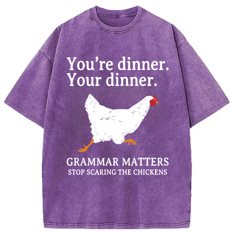 Modecanvas Stop Scaring The Chickens Meme DTG Printing Washed T-Shirt