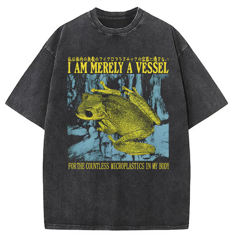 Modecanvas Funny Vintage Japanese Frog Washed T-Shirt-modecanvas