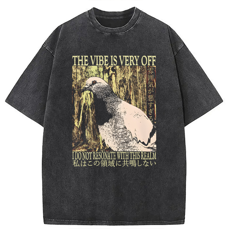 Modecanvas The Vibe is Very Off Washed T-Shirt-modecanvas