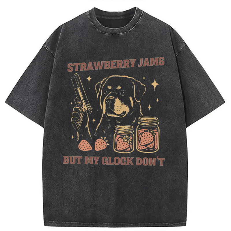 Modecanvas Strawberry Jams Dog Washed T-Shirt-modecanvas