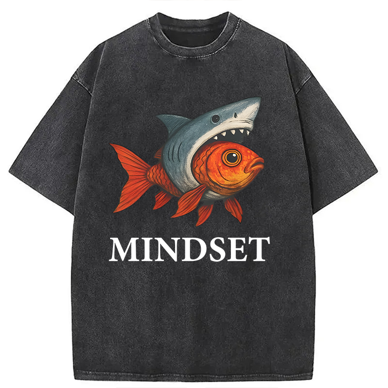 Modecanvas Goldfish Shark Mindset DTG Printing Washed T-Shirt