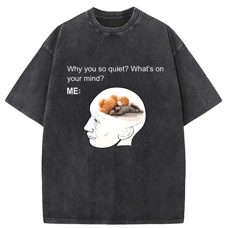 Modecanvas Lonely Baby Monkey Punch DTG Printing Washed T-Shirt