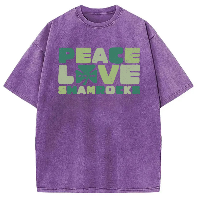 Modecanvas Peace Love Shamrocks DTG Printing Washed T-Shirt