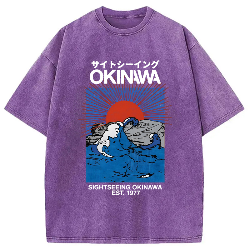 Modecanvas Sightseeing Okinawa DTG Printing Washed T-Shirt