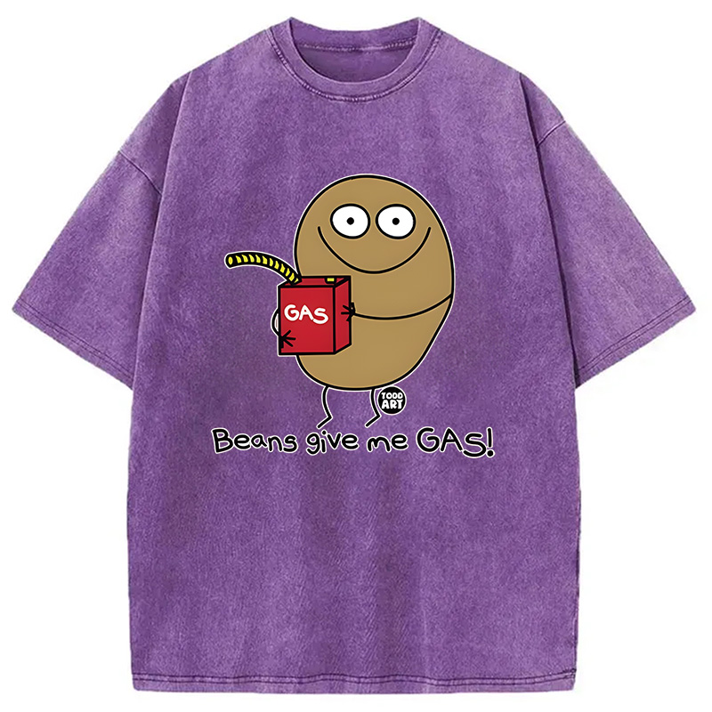 Modecanvas Beans Give Me Gas DTG Printing Washed T-Shirt
