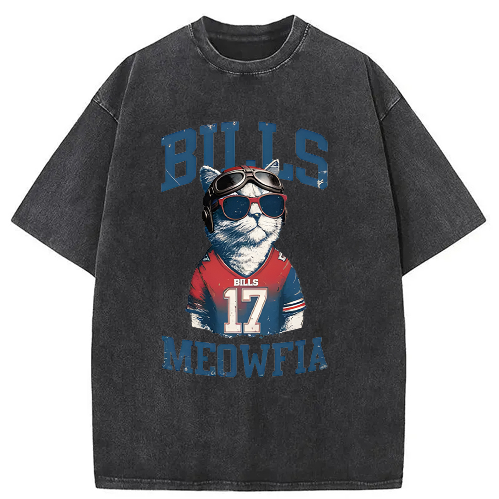 Modecanvas Bills Meowfia Cat DTG Printing Washed T-Shirt