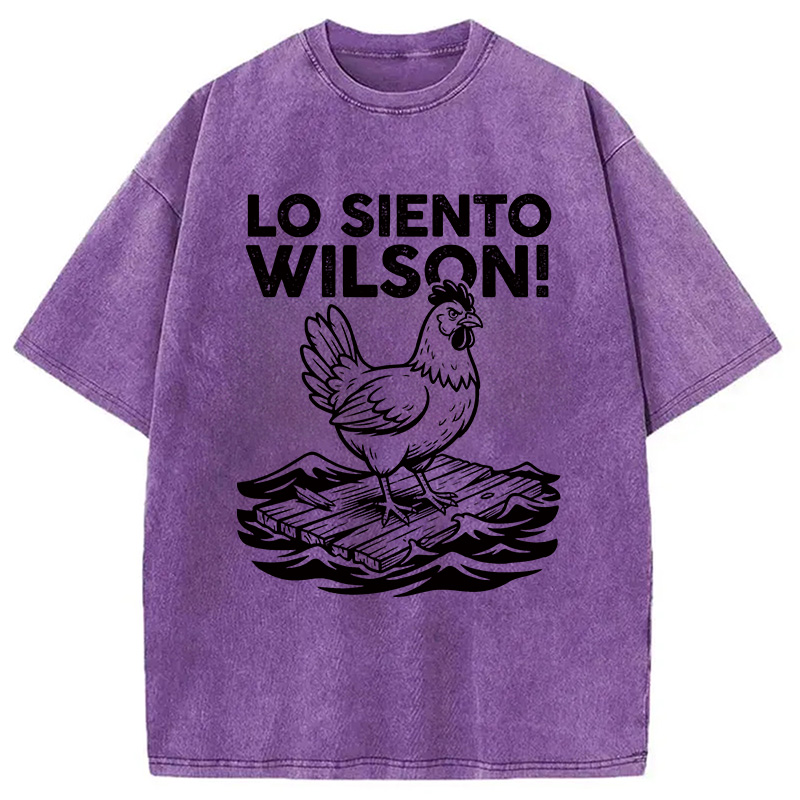 Modecanvas Lo Siento Wilson Chicken Meme DTG Printing Washed T-Shirt