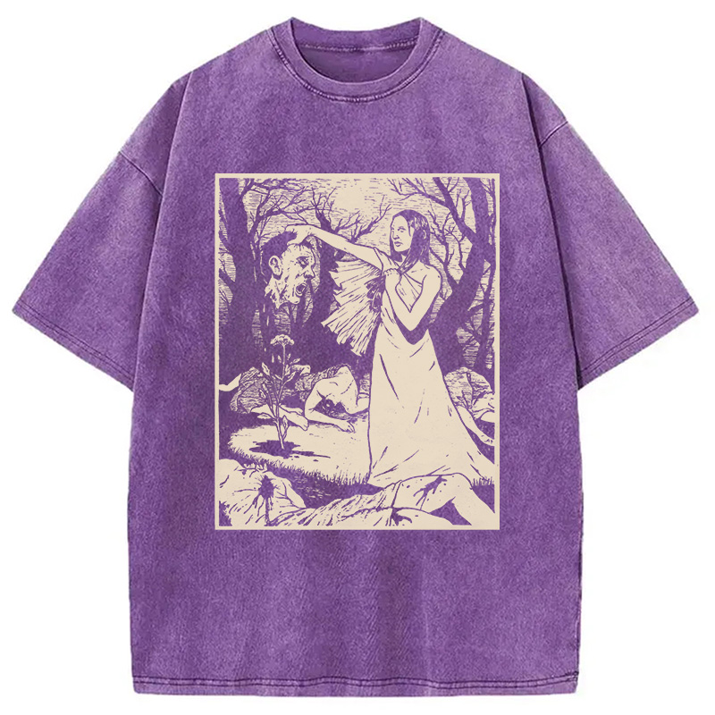 Modecanvas Headhunter Witch DTG Printing Washed T-Shirt