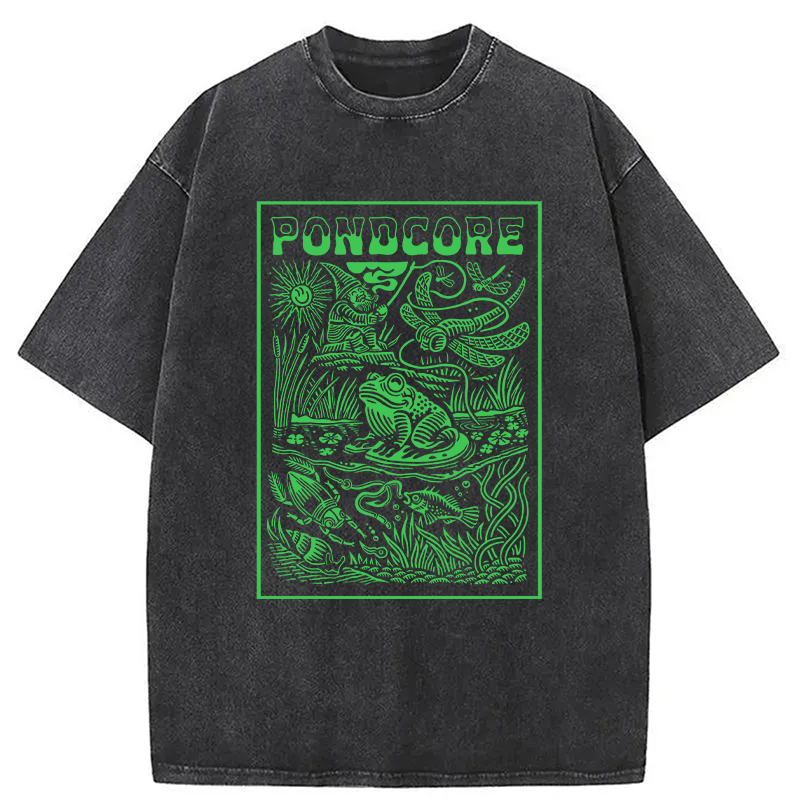 Modecanvas Pondcore Frog DTG Printing Washed T-Shirt