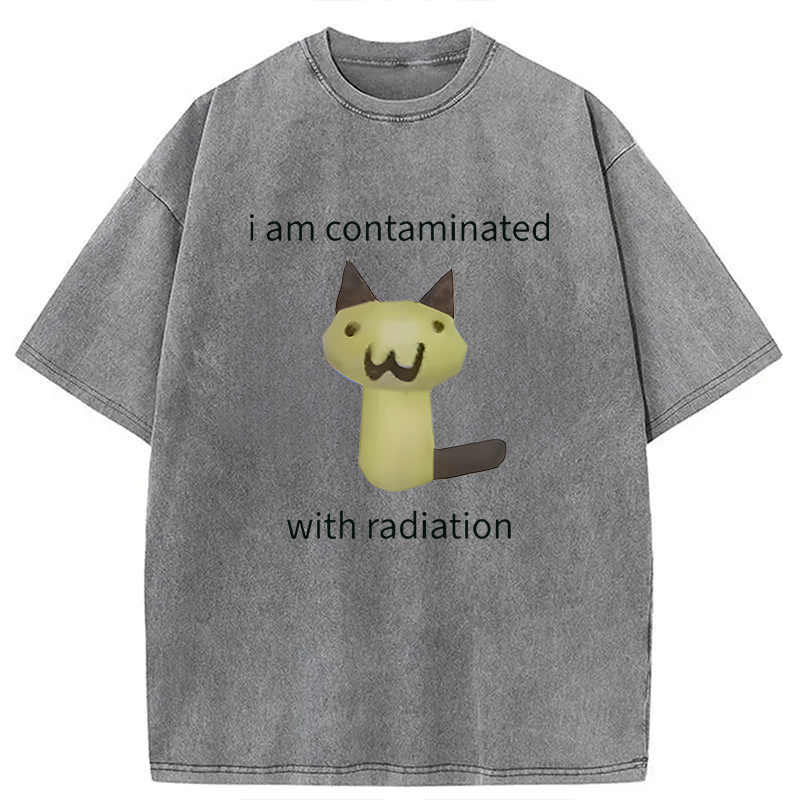 Modecanvas Radioactive Cat Meme DTG Printing Washed T-Shirt