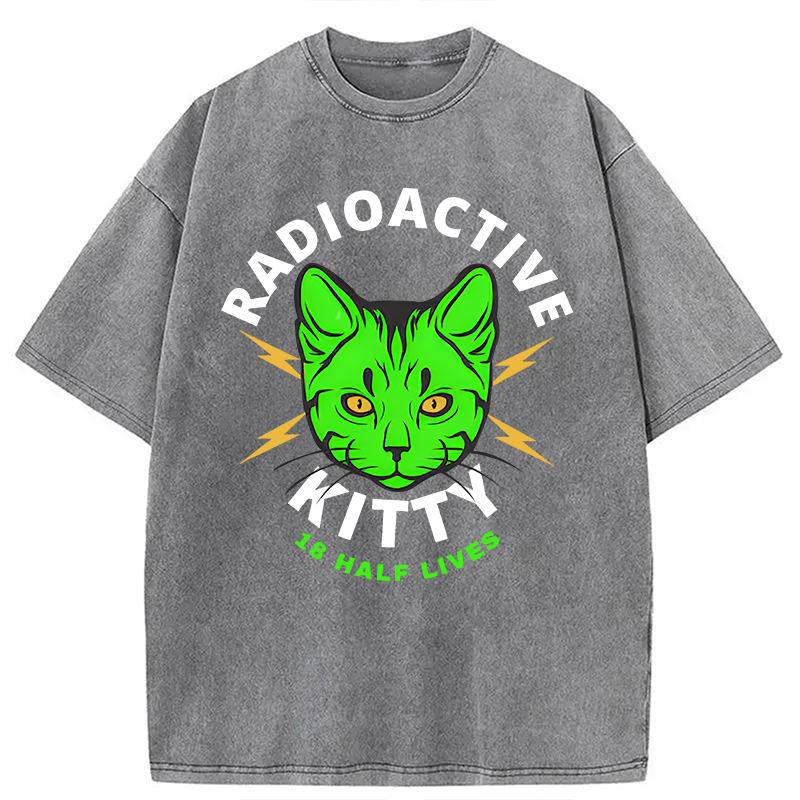 Modecanvas Radioactive Kitty DTG Printing Washed T-Shirt