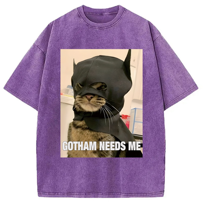 Modecanvas Bat Cat Meme DTG Printing Washed T-Shirt