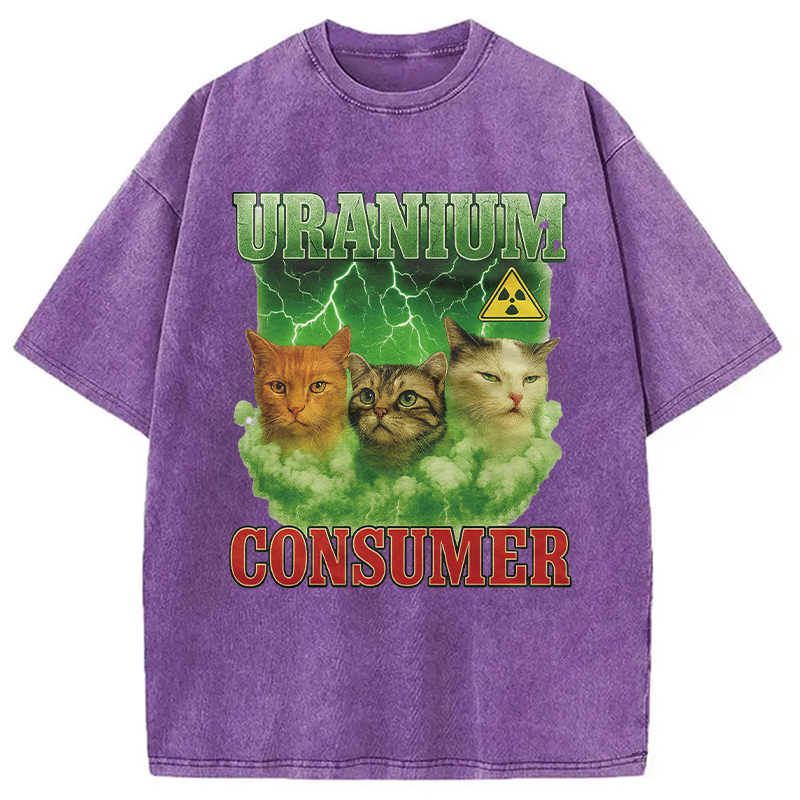 Modecanvas Uranium Consumer Cat DTG Printing Washed T-Shirt