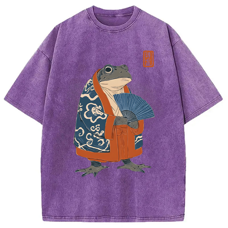 Modecanvas Frog Kimono DTG Printing Washed T-Shirt