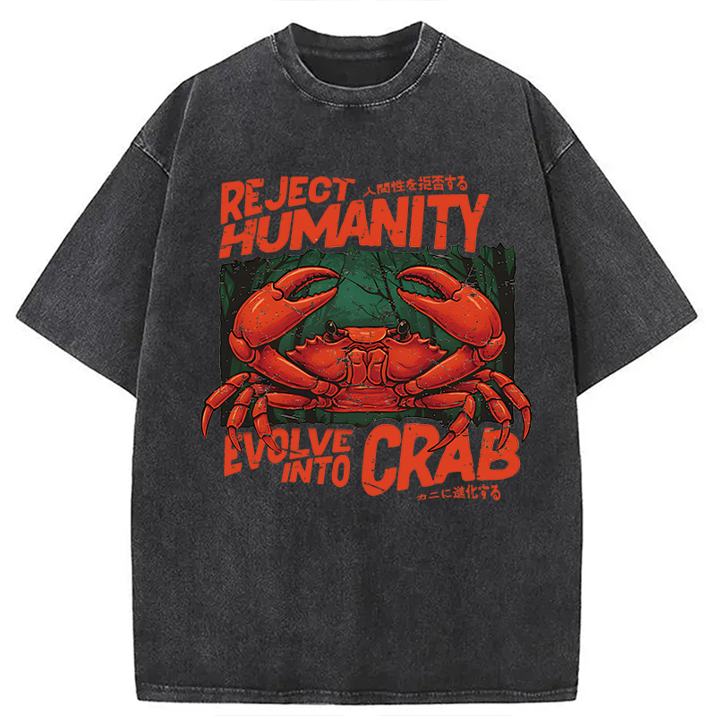 Modecanvas Horror Crab DTG Printing Washed T-Shirt