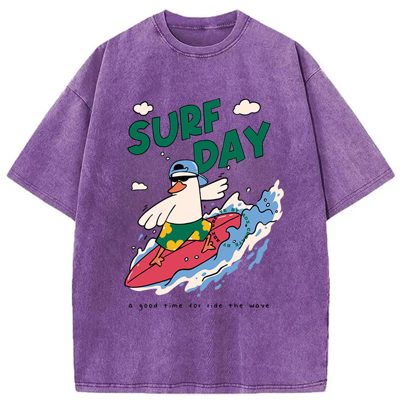 Modecanvas Surfing Duck DTG Printing Washed T-Shirt