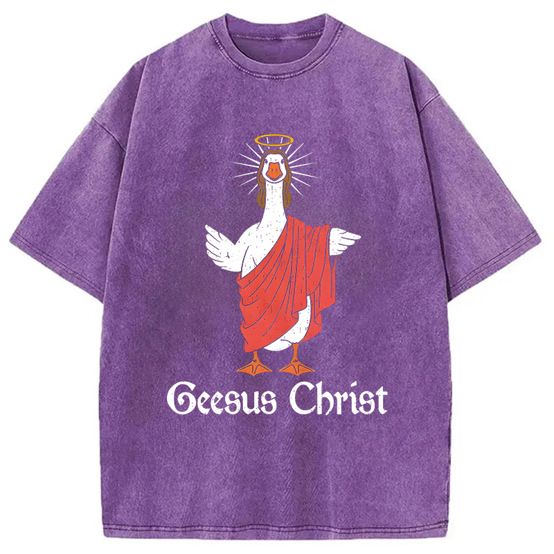 Modecanvas Geesus Christ Funny DTG Printing Washed T-Shirt