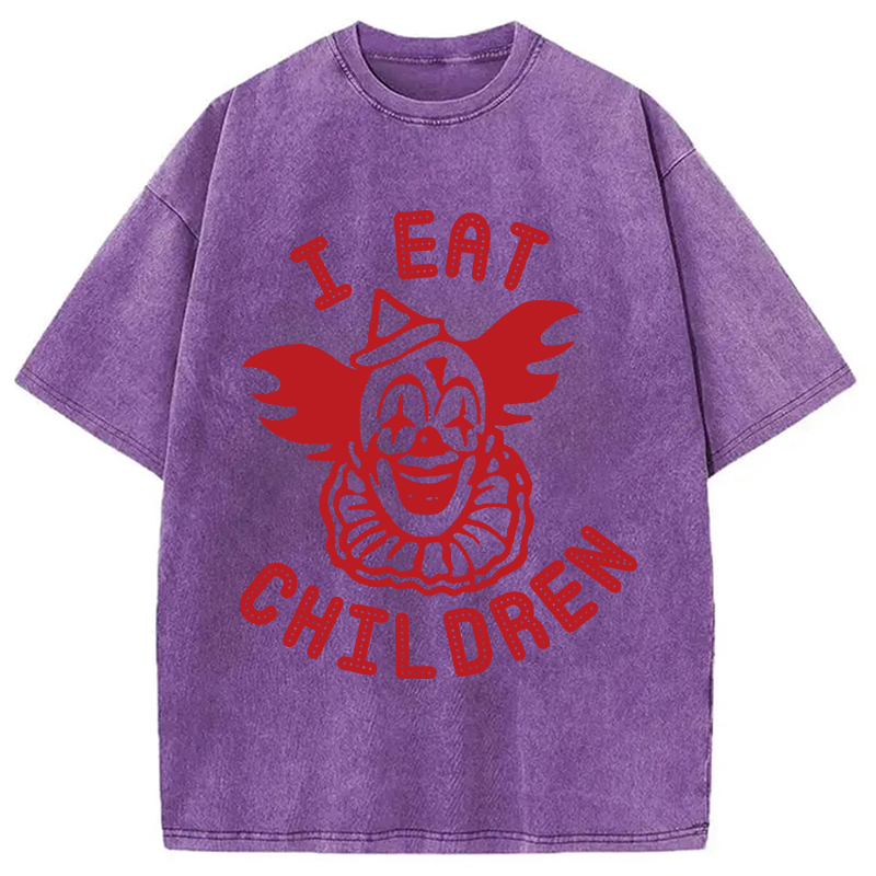 Modecanvas I Eat Children DTG Printing Washed T-Shirt