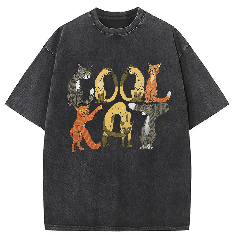 Modecanvas Cool Cat DTG Printing Washed T-Shirt