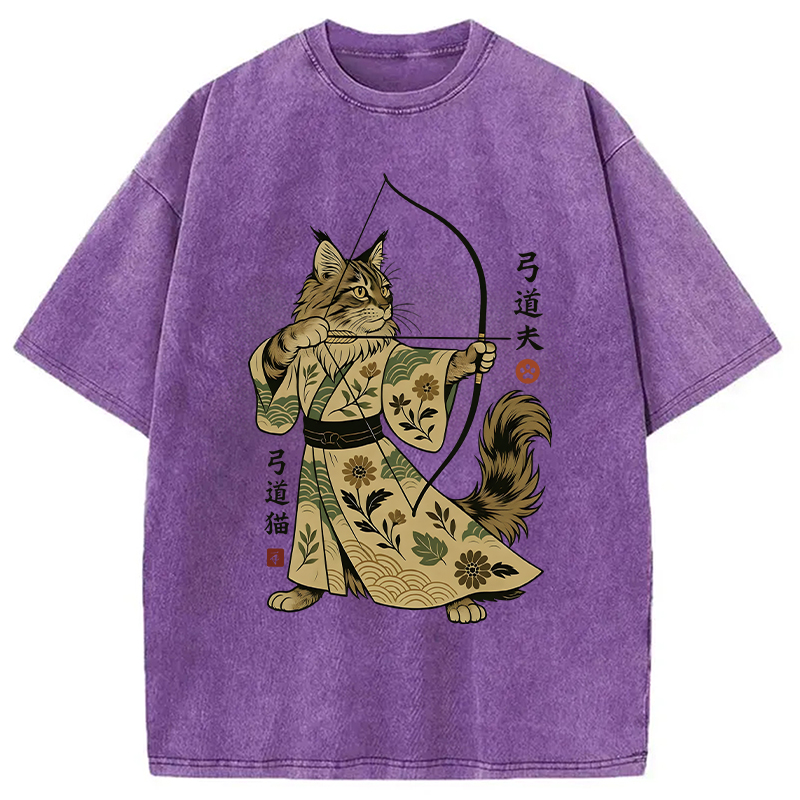 Modecanvas Archer Cat DTG Printing Washed T-Shirt
