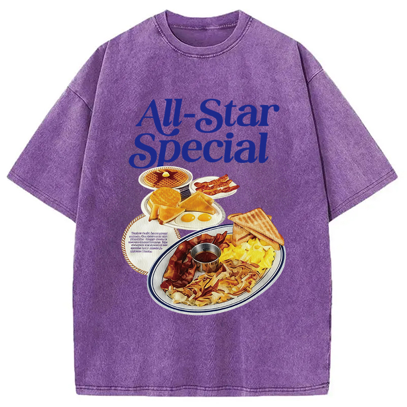Modecanvas All-Star Special Breakfast DTG Printing Washed T-Shirt