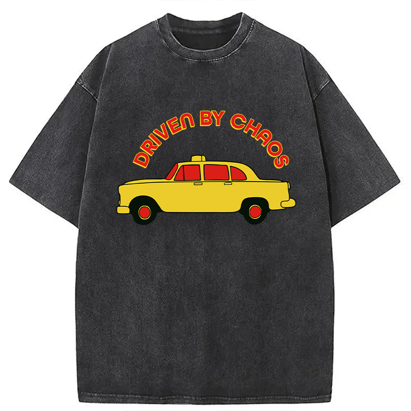 Modecanvas Vintage Taxi Pop Art DTG Printing Washed T-Shirt