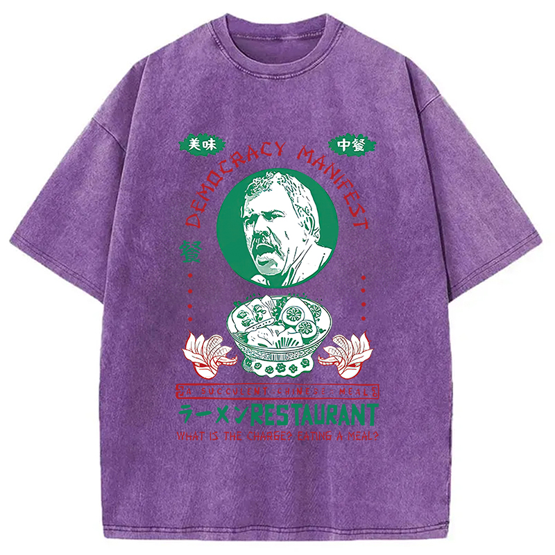 Modecanvas Delicious Chinese Food Washed T-Shirt-modecanvas