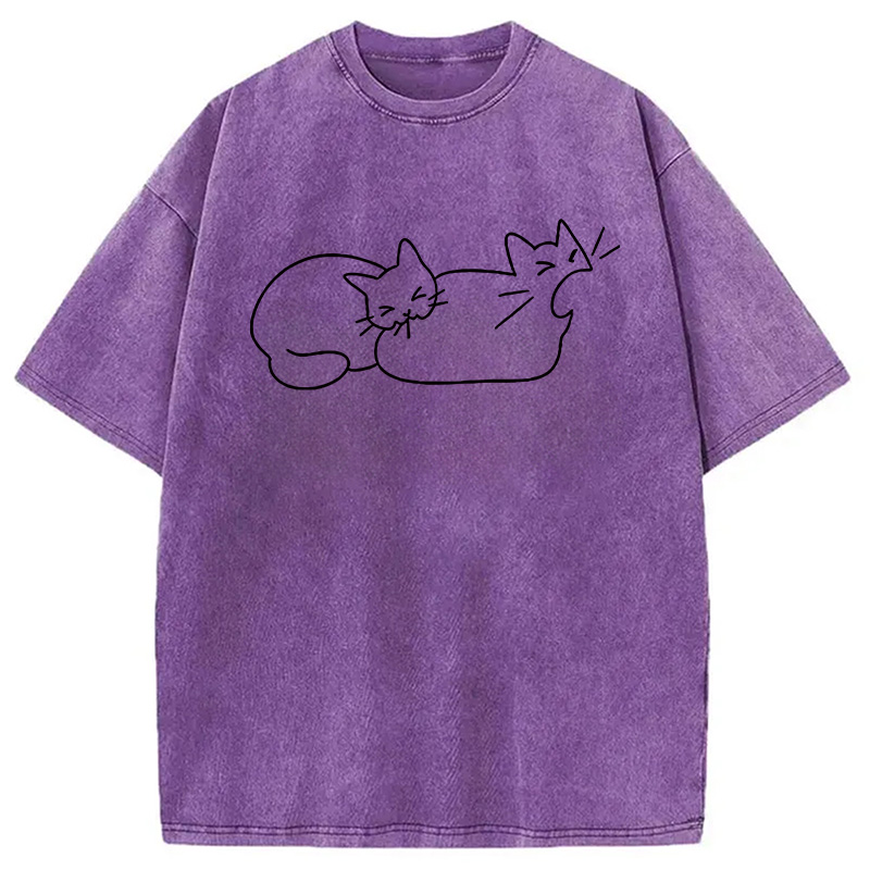 Modecanvas Cat Bites Cat DTG Printing Washed T-Shirt