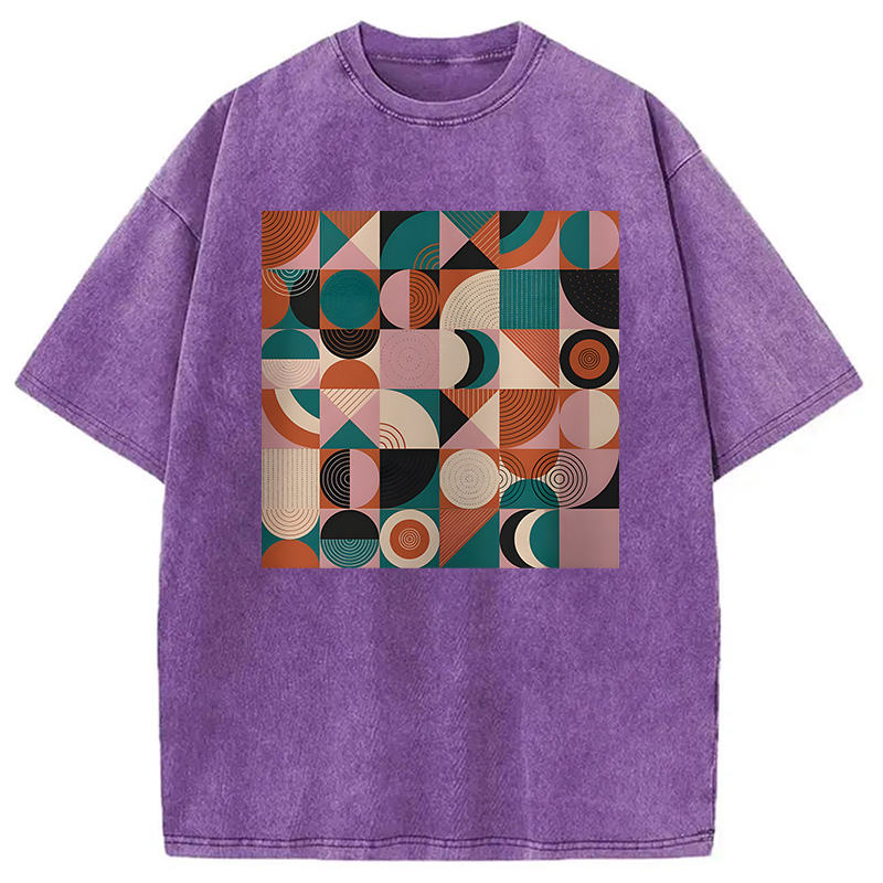 Modecanvas Abstract Geometric Art DTG Printing Washed T-Shirt